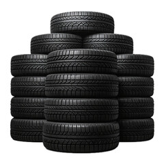 Tire Stack Arrangement Isolated on Transparent Background