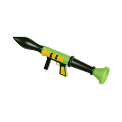 Green and Black Bazooka Rocket Launcher With Yellow Accents Isolated On Transparent Background