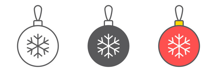 Fototapeta premium Christmas tree ball icon, party and new year, glass toy sign, vector graphics, a linear pattern on a white background. editable stroke