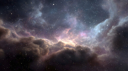 Fototapeta premium Vibrant nebula and stars in deep space, a beautiful cosmic background