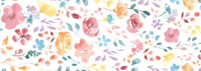Watercolor Pastel Floral Pattern Background Design