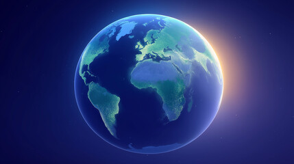 Fototapeta premium Earth's Sunrise: Witness the dawn of a new day as the Earth is bathed in the radiant glow of the sun, casting a soft, ethereal light across the continents.