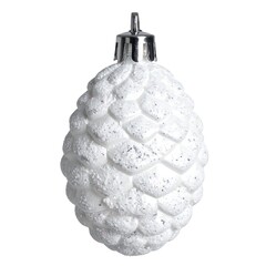 White textured pine cone ornament