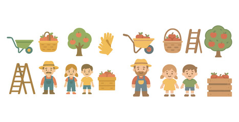 Gardening and farming icons set – flat, outline, agricultural and horticulture symbols