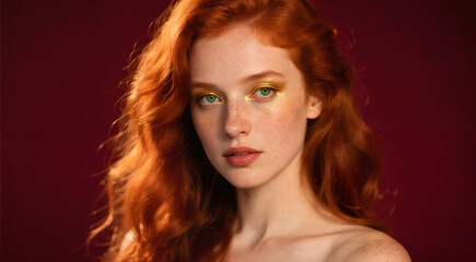 Fototapeta premium Fiery Redhead Glam Studio Shot