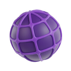 Abstract Futuristic Purple Globe Network Grid Digital Representation of Earth Planet with Transparent Background and Soft Lighting