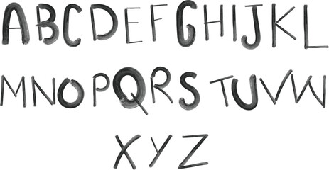  alphabet with capital letters grunge texture  typographic distressed font with dry brush strokes. Hand drawn uppercase letters vector illustration 

