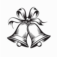 Christmas Bells with Ribbon Logo Vector Isolated on White Background