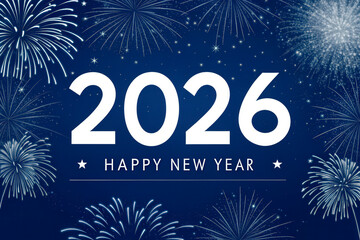 Festive Fireworks Display Celebrating New Year 2026 in Night Sky