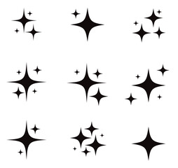 Set pointed star shapes suggesting sparkle or cleanliness in solid black