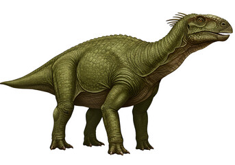 Obraz premium An Iguanodon a large herbivorous dinosaur with a thumb spike isolated on transparent or white background. PNG
