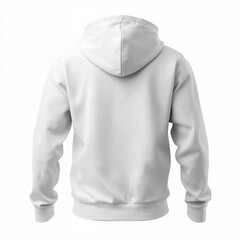 Blank white hoodie back view isolated on white background