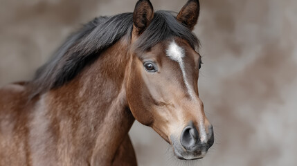 Obraz premium elegant horse portrait in studio classic equine headshot with bridle premium animal