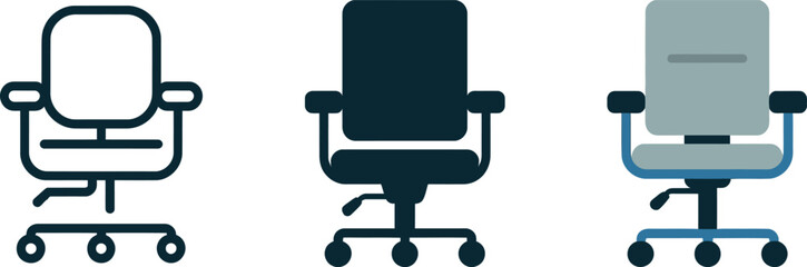 Office chair illustrations for workplace ergonomics and comfortable seating solutions