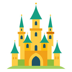 Fototapeta premium Magic castle cartoon object on a white background vector illustration
