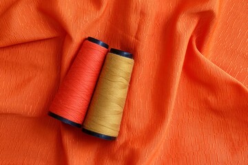 Sewing Threads and Fabrics. Creative Sewing Concept. 