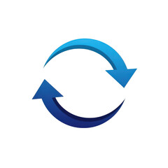 Two blue arrows forming a circular loop, symbolizing process and cycle isolated on transparent background