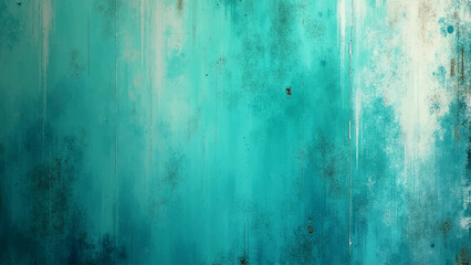Abstract turquoise blue and white grunge texture background. Rough brush strokes, splatters, and distressed paint effects. Irregular streaks and patches creating a dynamic, expressive, and artistic