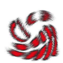 Dynamic abstract swirl of red and black brush strokes, resembling a fiery vortex or a stylized creature, conveying movement, passion, and artistic expression isolated on transparent background