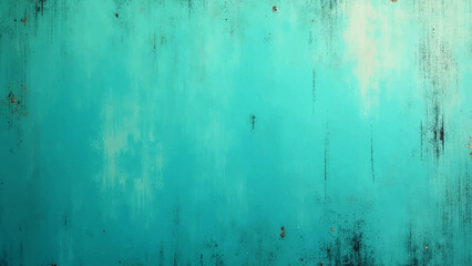 Abstract turquoise blue and white grunge texture background. Rough brush strokes, splatters, and distressed paint effects. Irregular streaks and patches creating a dynamic, expressive, and artistic