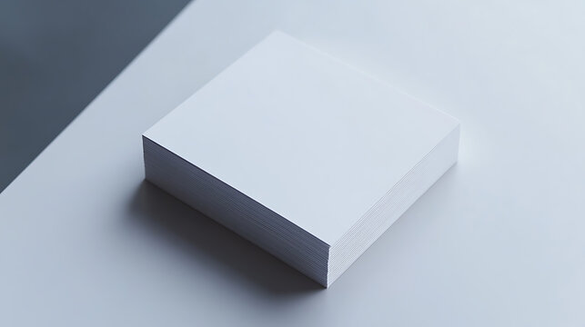 Stack of white paper: Neat, pristine, and ready for ideas. A blank slate for notes, sketches, or projects. Orderly presentation in a minimalistic style.