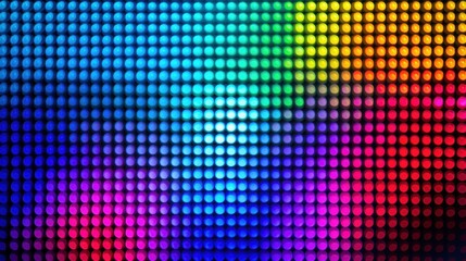 Vibrant Rainbow Led Dot Panel Abstract Background with Gradient Light Orbs and Neon Glow