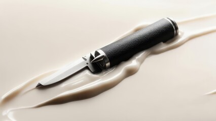 Naklejka premium Folding knife on surface with flowing texture