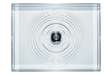 Water ripples spreading in concentric circles from a center point on a transparent background
