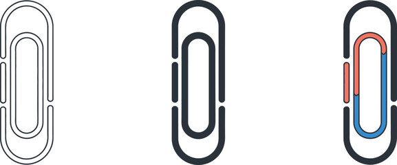 Paper Clip Icon Set in Black White and Color Business and Office Supply Element