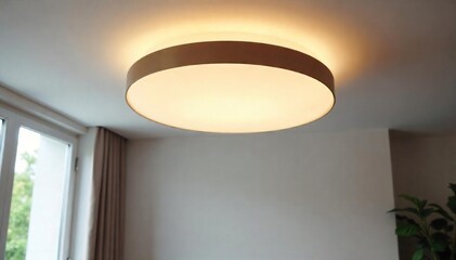 Modern Minimalist Flush Mount Ceiling Light Fixture Illuminating a Bright Airy Room, Perfect for Contemporary Home Decor and Interior Design Projects