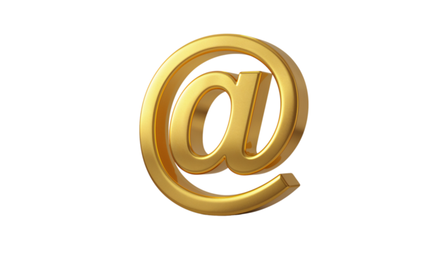 Golden At Symbol Radiating on Transparent Stage, A Symbol of Digital Communication