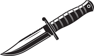 Tactical knife vector illustration for hunting survival silhouette