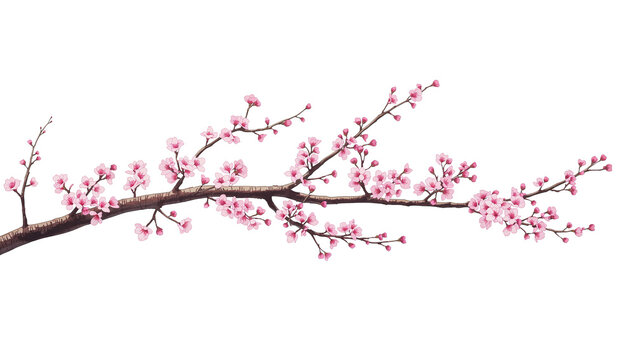 Delicate blossoms clinging to a graceful branch, an elegant floral arrangement with an isolated