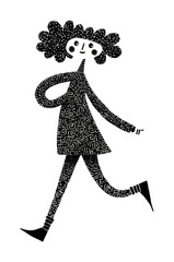 Fototapeta premium PNG Chubby man whimsical black white.