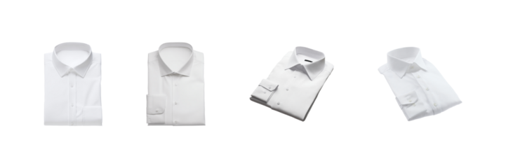 Folded Dress Shirts Set. Formal Attire And Business Fashion Collection Isolated On Transparent Background