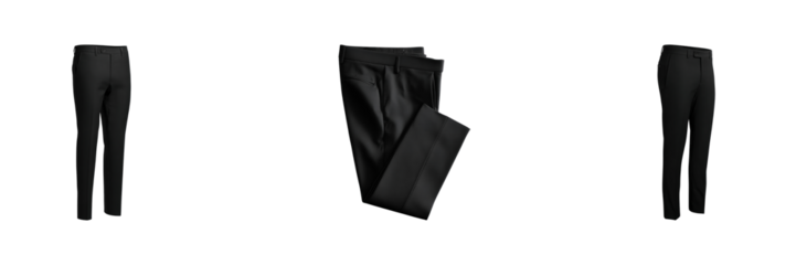 Black Formal Trousers Set. Professional Attire And Fashion Collection Isolated On Transparent Background