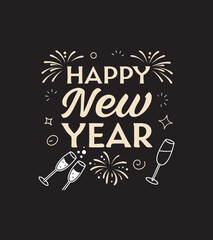 “Elegant Typography Happy New Year Vector Art”