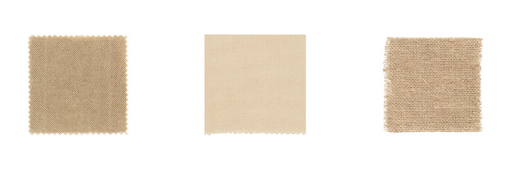 Fabric Swatches In Neutral Tones Set. Textile Design And Material Selection Collection Isolated On Transparent Background