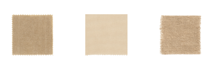 Fabric Swatches In Neutral Tones Set. Textile Design And Material Selection Collection Isolated On Transparent Background