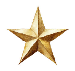 Obraz premium PNG Golden star watercolor illustration.