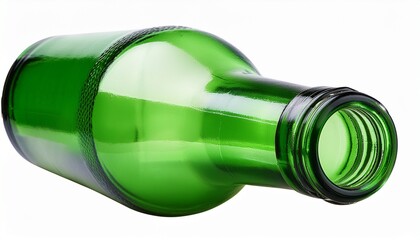 Empty Green Glass Bottle Isolated On Transparent Background