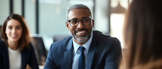 CEO mentoring young employees in meeting room
