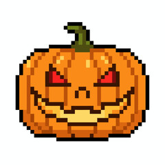 Obraz premium Pixel Art Halloween Pumpkin with Spooky Face - Perfect for Retro Gaming and Festive Designs