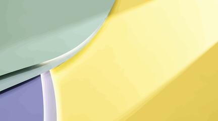 Vector art of abstract background with overlapping shapes in shades of green, yellow, and purple the design features smooth curves and subtle shadows
