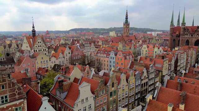 Port City Gdansk. A city on the Baltic coast of northern Poland. Colorful buildings with breathtaking architecture.