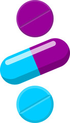 Blue and Purple Capsule with Pills