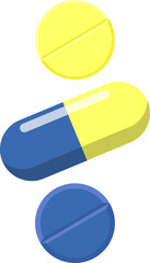 Yellow and Blue Capsule with Yellow and Blue Pills