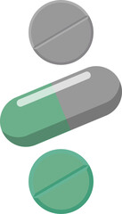 Gray and Green Capsule with Gray and Green Pills