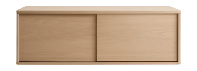 A sleek dresser with sliding doors, ideal for a low-profile Japanese bed arrangement.