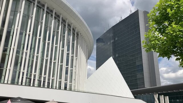 Modern Opera and office buildings at Kirchberg in Luxembourg City, Europe